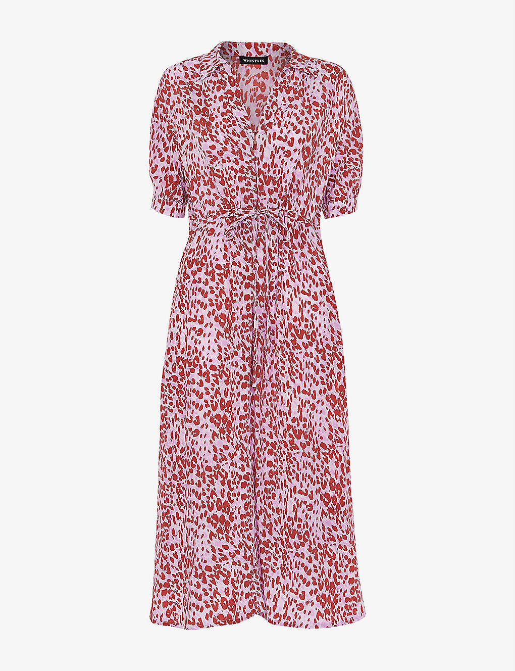 Whistles Womens Multi-coloured Summer Cheetah-print Woven Midi Dress
