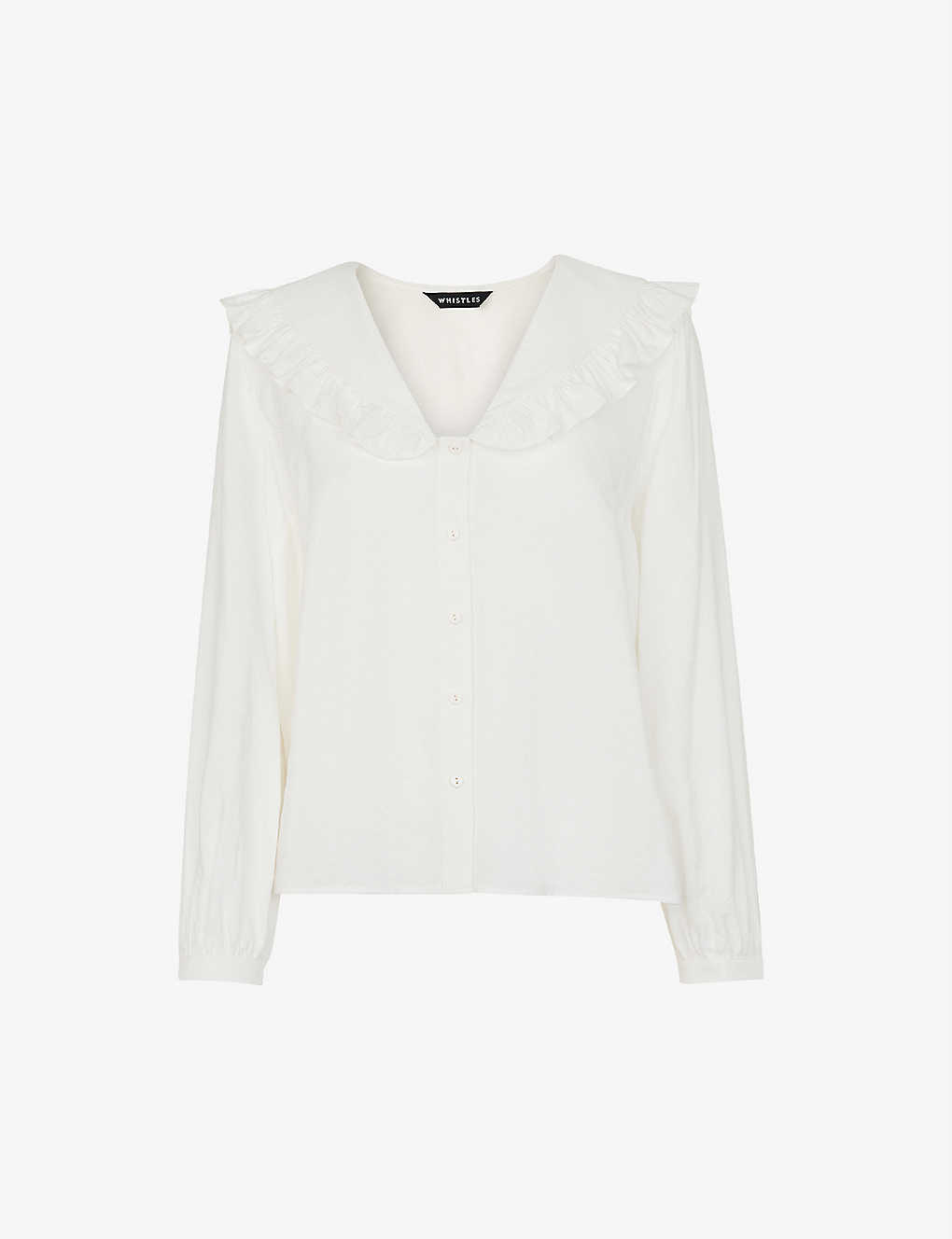 Whistles Womens White Lenny Frill-collar Woven Top