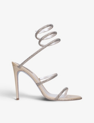 RENE CAOVILLA: Cleo crystal-embellished leather heeled sandals