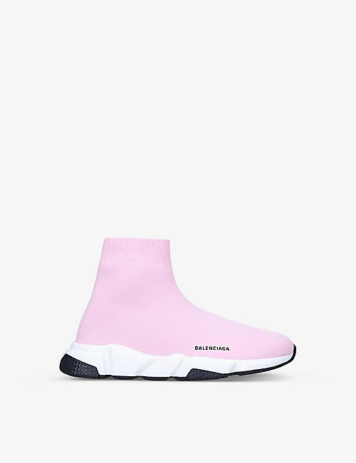 BALENCIAGA: Speed logo-print stretch-knit mid-top trainers 4-7 years