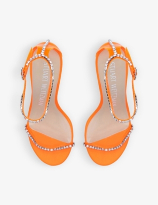 STUART WEITZMAN Nudistcurve crystal-embellished leather sandals