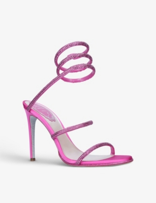 RENE CAOVILLA Cleo crystal-embellished leather heeled sandals