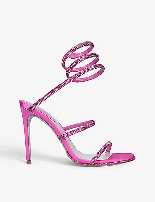 RENE CAOVILLA: Cleo crystal-embellished leather heeled sandals
