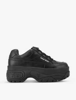 NAKED WOLFE - Stomper logo-embossed leather trainers | Selfridges.com