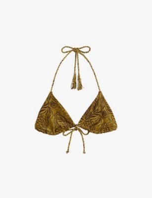 TED BAKER: Olava reversible-print stretch-woven bikini top
