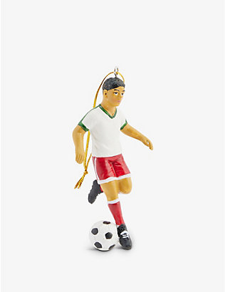 CHRISTMAS: Footballer figure clay Christmas decoration 16cm