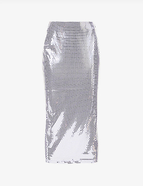 ROTATE BIRGER CHRISTENSEN: Hermony mirrored-appliqué stretch-recycled polyester midi skirt