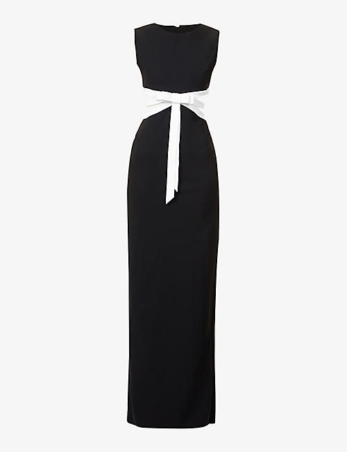 GRETA CONSTANTINE: Bow-appliqué sleeveless stretch-woven maxi dress