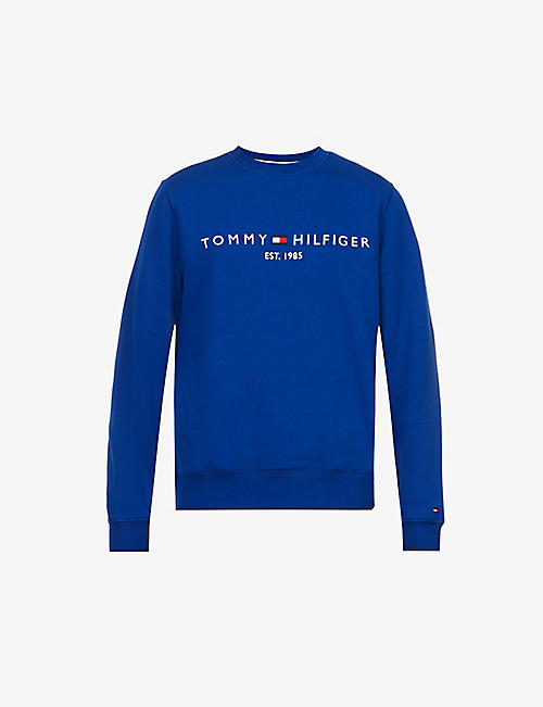 TOMMY HILFIGER: Logo-embroidered cotton-blend sweatshirt