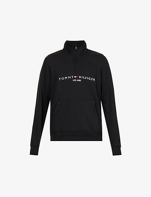 TOMMY HILFIGER: Logo-embroidered cotton-blend sweatshirt
