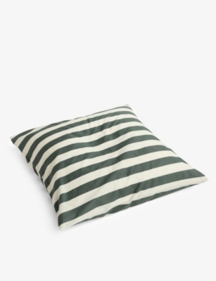 Shop Hay Green Ete Stripe-print Cotton Duvet Cover In Dark Green