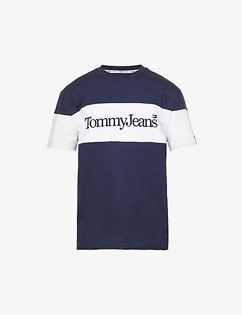 TOMMY JEANS: Colour-block logo-print cotton-jersey T-shirt
