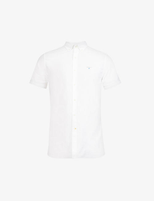 BARBOUR: Crest-embroidered tailored-fit cotton Oxford shirt