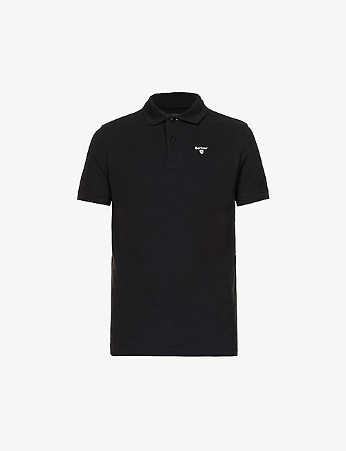 BARBOUR: Brand-embroidered ribbed-trim regular-fit cotton-piqué polo shirt