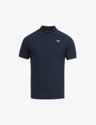 Shop Barbour Mens  Crest-embroidered Regular-fit Cotton-piqué Polo Shirt In New Navy