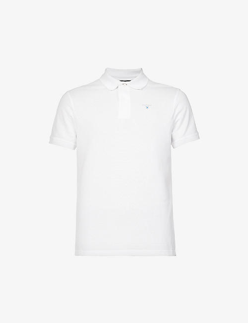 BARBOUR: Brand-embroidered ribbed-trim regular-fit cotton-piqué polo shirt