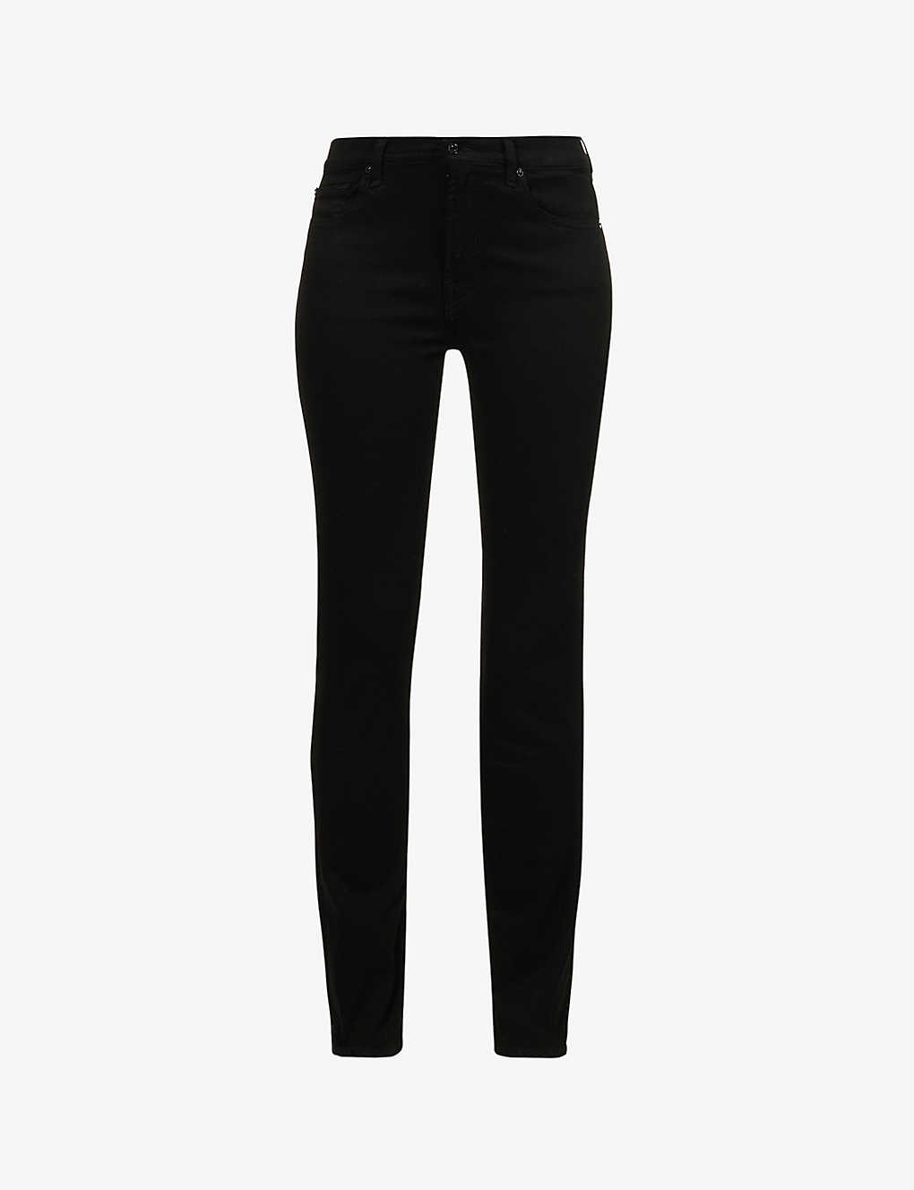 7 For All Mankind Roxanne Skinny Mid-rise Stretch-denim Jeans In Black