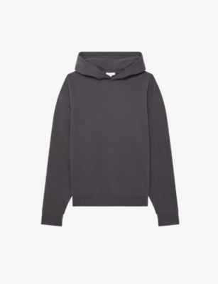Reiss Kace Relaxed-fit Cotton-jersey Hoody In Washed Black