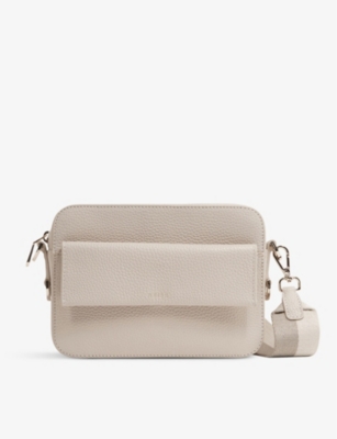 Reiss Womens Off White Cleo Leather Cross-body Camera Bag
