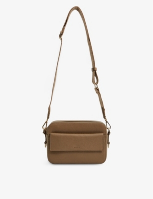 REISS REISS WOMEN'S TAUPE CLEO LEATHER CROSS-BODY CAMERA BAG,57549850