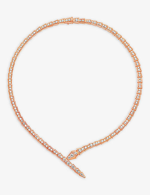 BVLGARI: Serpenti Viper 18ct rose-gold and 4.99ct brilliant-cut diamond necklace