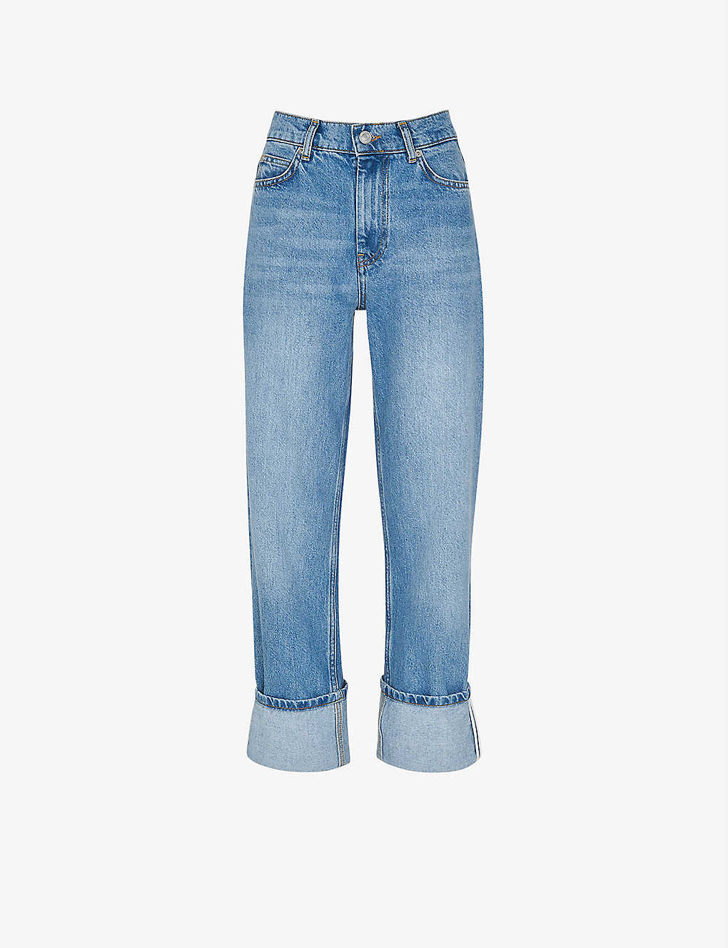 Whistles Authentic Alba Turn Up Jeans In Denim In Blue