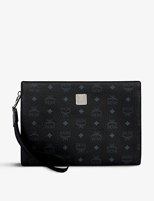 MCM: Veritas monogram-print coated canvas and leather pouch