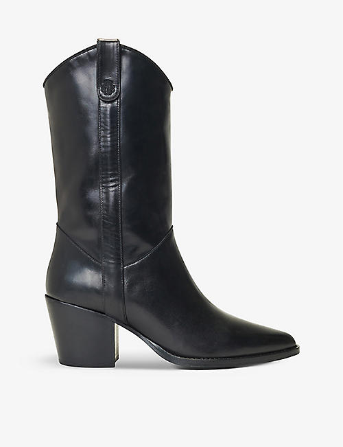 MAJE: Pointed-toe heeled leather cowboy boots