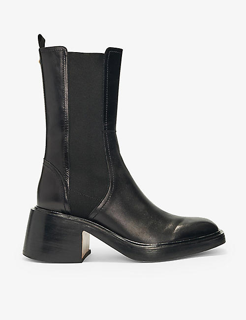 MAJE: Frizzante emblem-embossed leather Chelsea boots