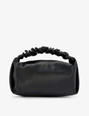 Shop Alexander Wang Scrunchie Mini Satin Shoulder Bag In Black