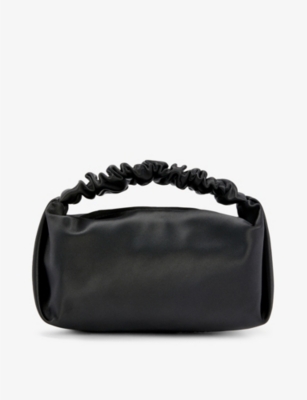 Shop Alexander Wang Black Scrunchie Mini Satin Shoulder Bag