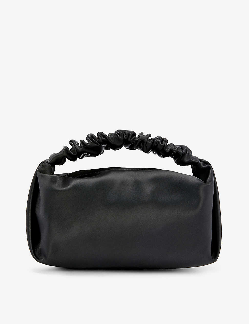 Shop Alexander Wang Black Scrunchie Mini Satin Shoulder Bag