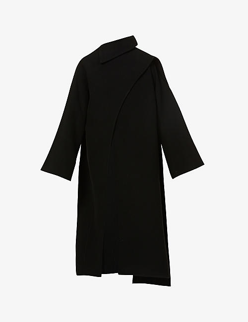 ALAIA：休闲版型垂褶领羊毛大衣