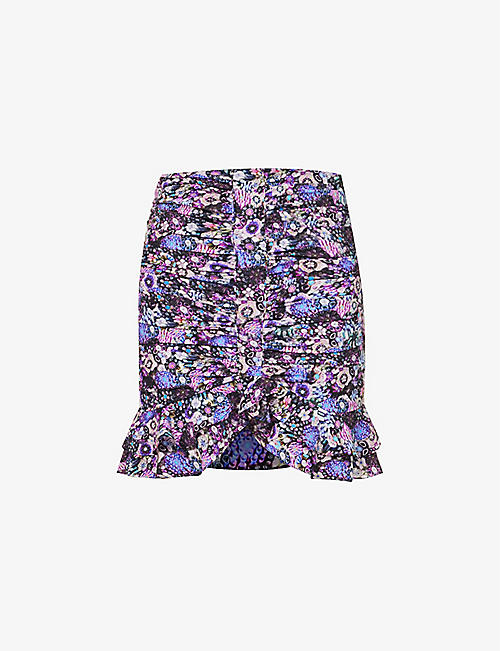 ISABEL MARANT: Milendi floral-print silk-blend mini skirt