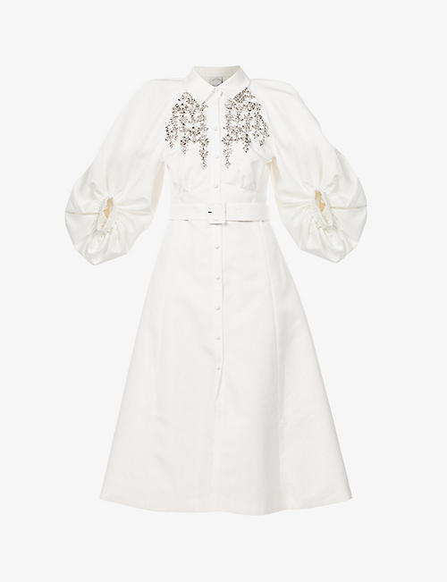 HUISHAN ZHANG: Mercer crystal-embellished woven midi dress