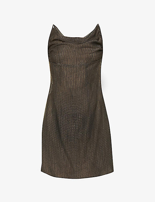 LE KASHA: Sheer linen mini dress