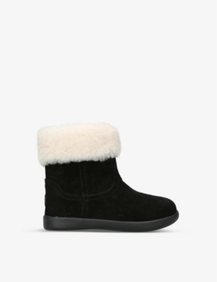 Shop Ugg Boys Black Kids Jorie Ii Suede And Sheepskin Boots 2-7 Years