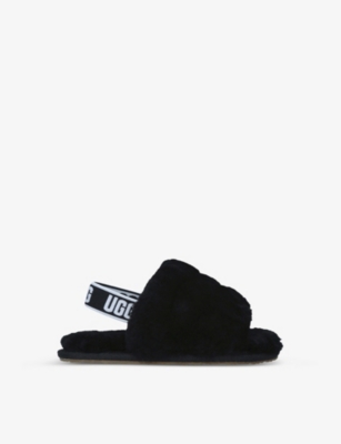 UGG: Fluff Yeah logo-strap sheepskin sandals 2-7 years