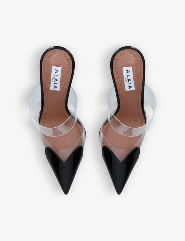 Cœur 90 point-toe patent-leather mules