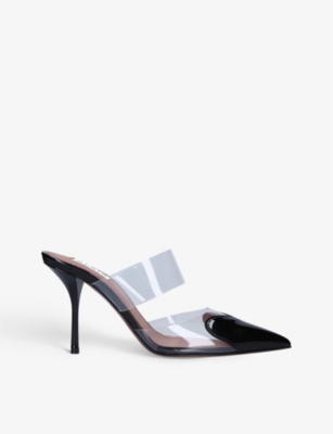 AZZEDINE ALAIA: Cœur 90 point-toe patent-leather mules