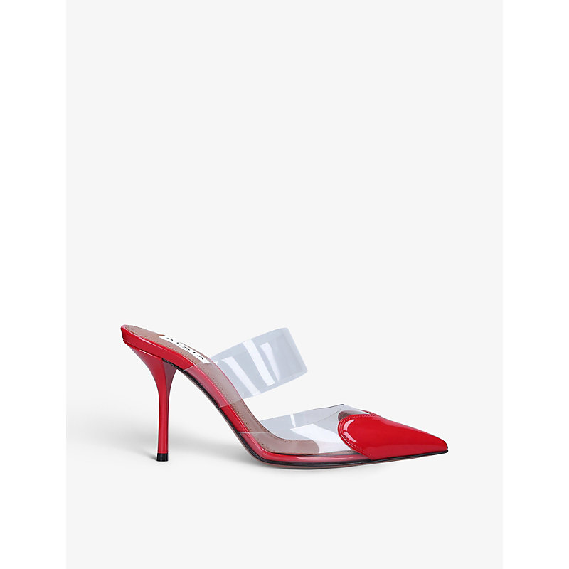 Alaïa Leather Coeur Mules 90 In Red/other