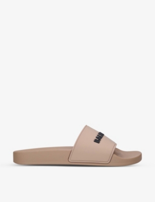 Balenciaga logo flat hot sale pool slide sandals