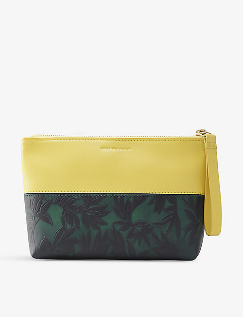 DRIES VAN NOTEN: Two-toned zipped leather pouch