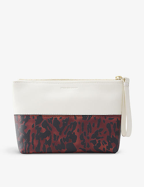 DRIES VAN NOTEN: Two-toned zipped leather pouch