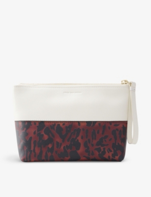 Dries Van Noten Tortoishell Two-toned Zipped Leather Pouch