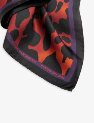Dries Van Noten Graphic-print Silk Scarf In Rock The Myrrh