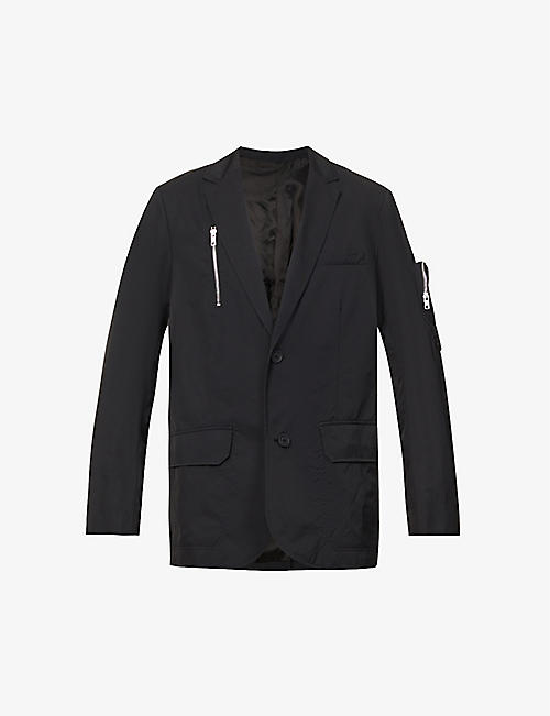 HELMUT LANG: Notched-lapels zipped-pocket relaxed-fit woven jacket