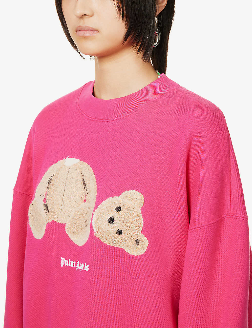 PALM ANGELS Bear-print relaxed-fit cotton sweatshirt