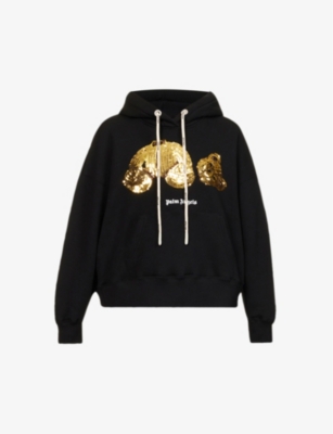 PALM ANGELS Sequin embellished bear cotton jersey hoody Selfridges