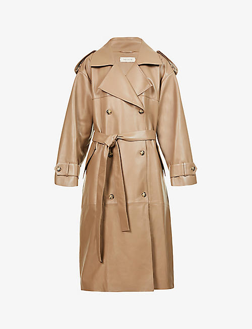 THE MANNEI: Double-breasted leather trench coat